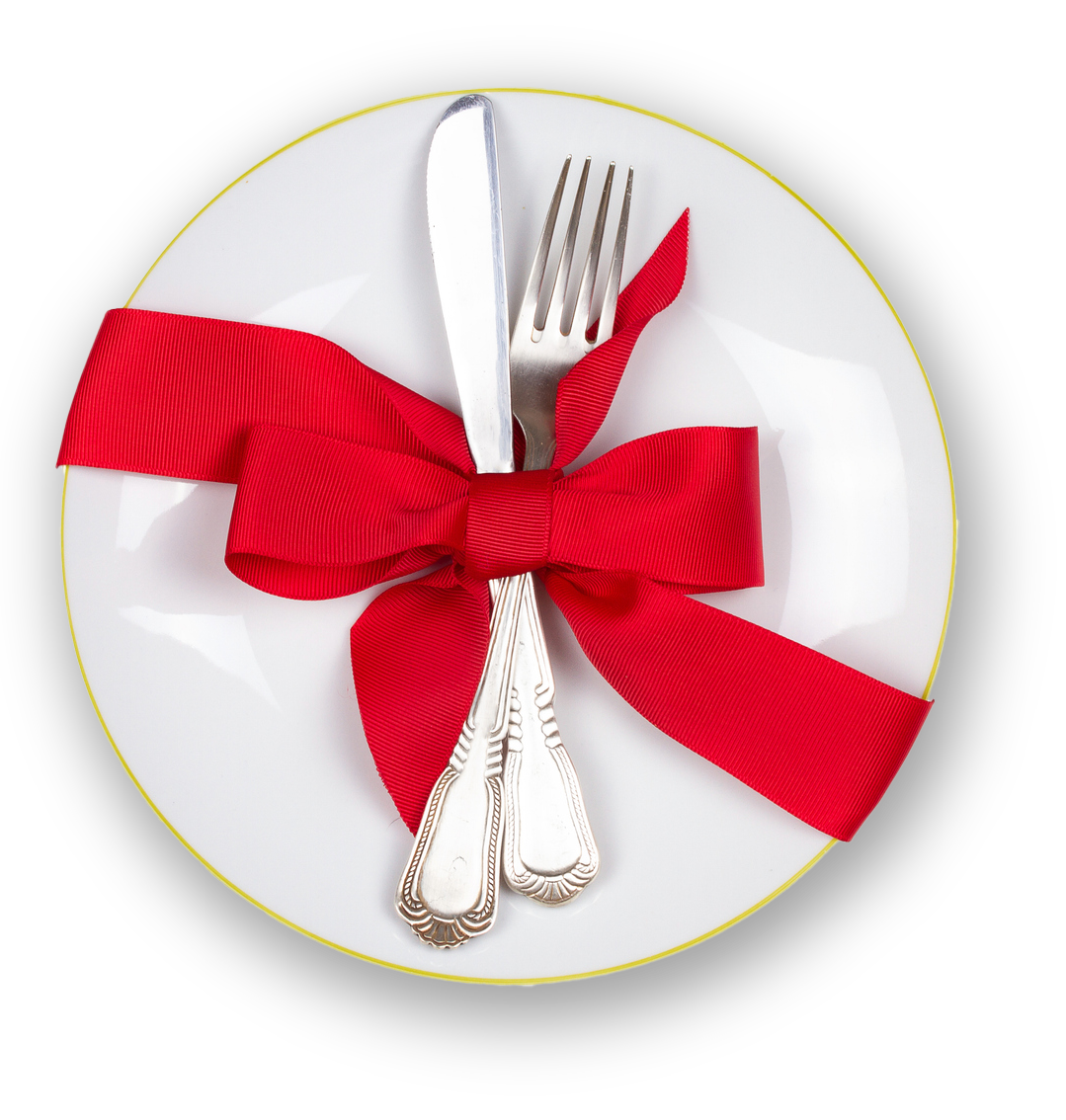 Gift plate with red ribbon